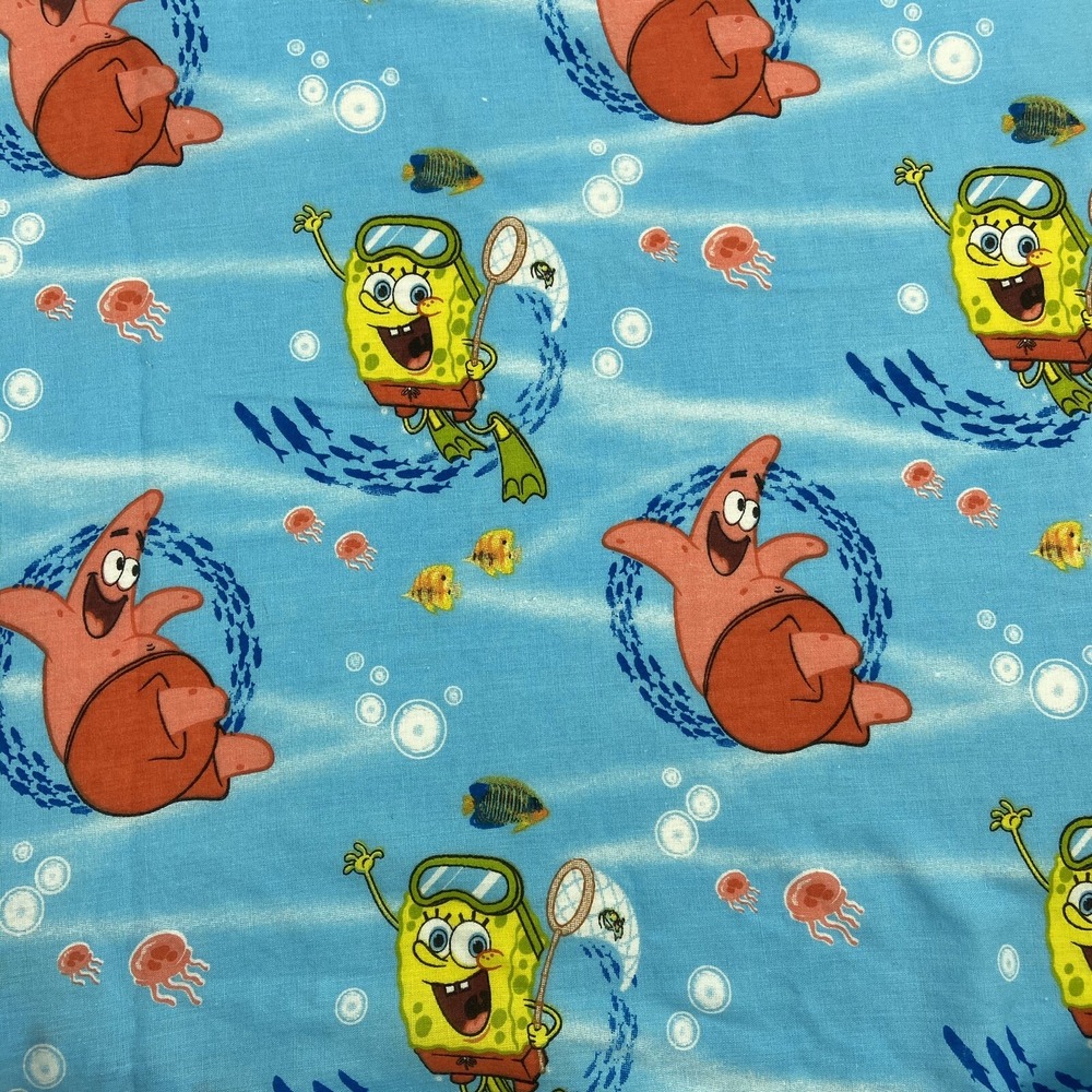 SpongeBob SquarePants Twin Size Flat Sheet Patrick Plankton Jellyfish Net 2010